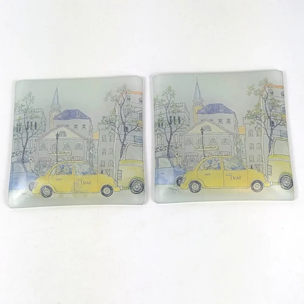 Rabbit Story Glass Tray and Coasters Vanity Cutting Board Unique Functional Art
